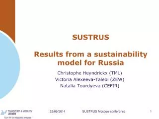 SUSTRUS Results from a sustainability model for Russia