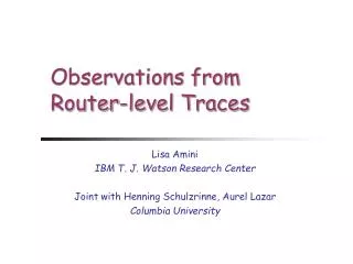 Observations from Router-level Traces