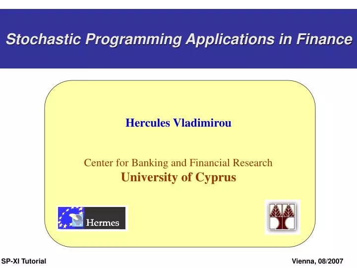 stochastic programming applications in finance