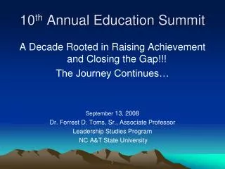 10 th Annual Education Summit