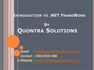 introduction to net framework by quontra solutions
