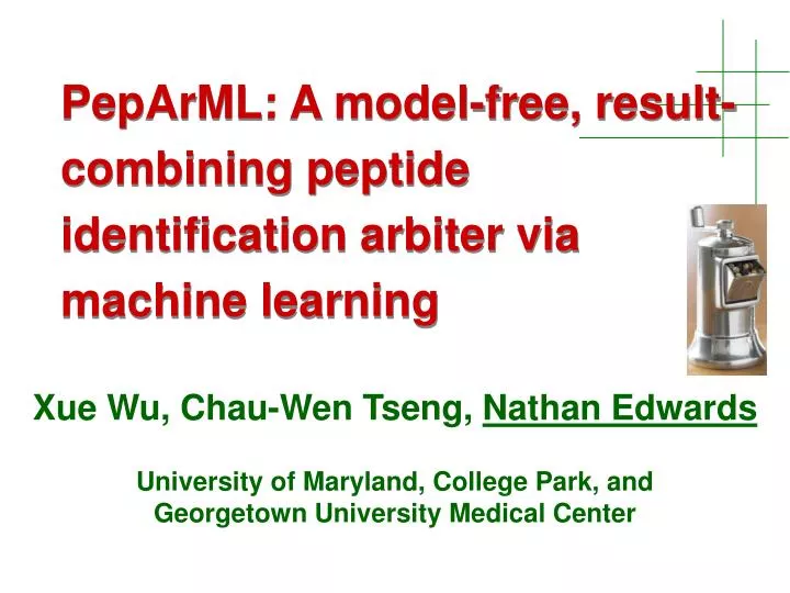 peparml a model free result combining peptide identification arbiter via machine learning