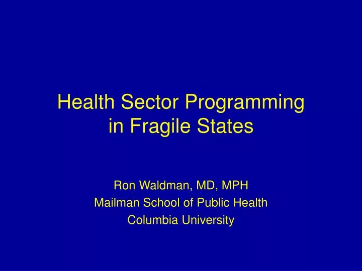 health sector programming in fragile states