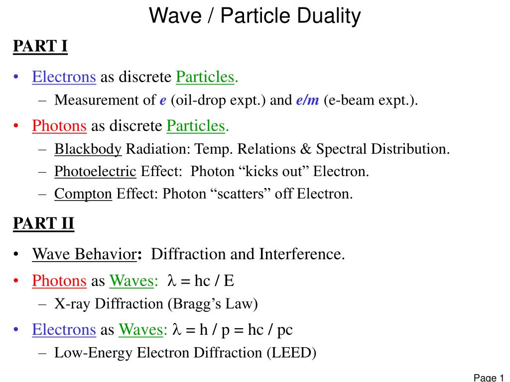 PPT - Wave / Particle Duality PowerPoint Presentation, free download ...