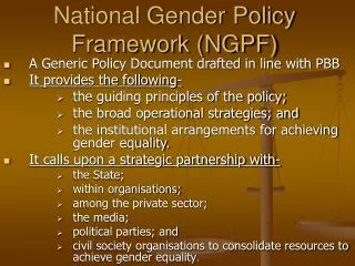 National Gender Policy Framework (NGPF)