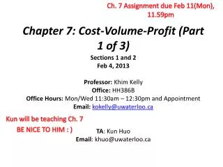 Chapter 7: Cost-Volume-Profit (Part 1 of 3)