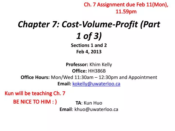 chapter 7 cost volume profit part 1 of 3