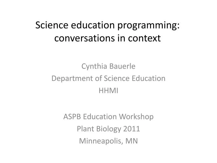 science education programming conversations in context
