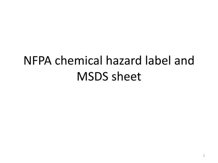 nfpa chemical hazard label and msds sheet