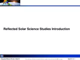 Reflected Solar Science Studies Introduction