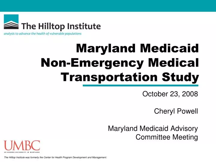 maryland medicaid non emergency medical transportation study