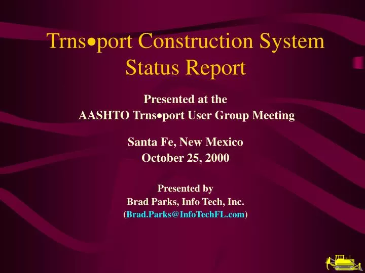 trns port construction system status report