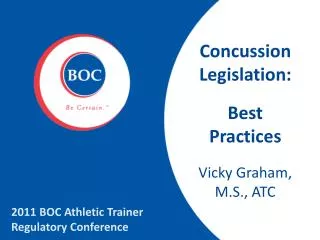 Concussion Legislation: Best Practices Vicky Graham, M.S., ATC