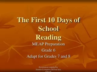 The First 10 Days of School Reading