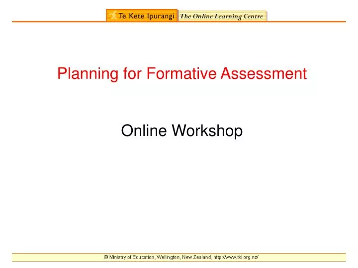 planning for formative assessment online workshop