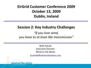Beth Soholt Executive Director Wind on the Wires bsoholt@windonthewires