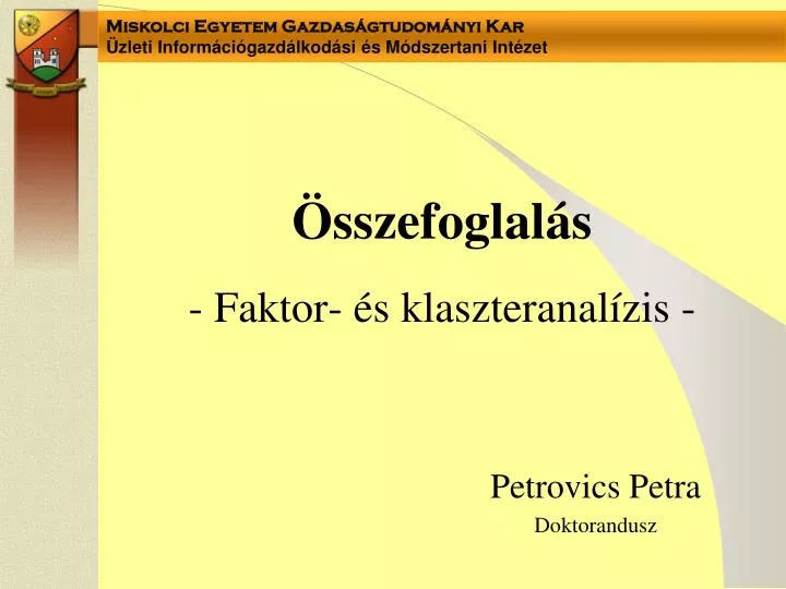 sszefoglal s faktor s klaszteranal zis