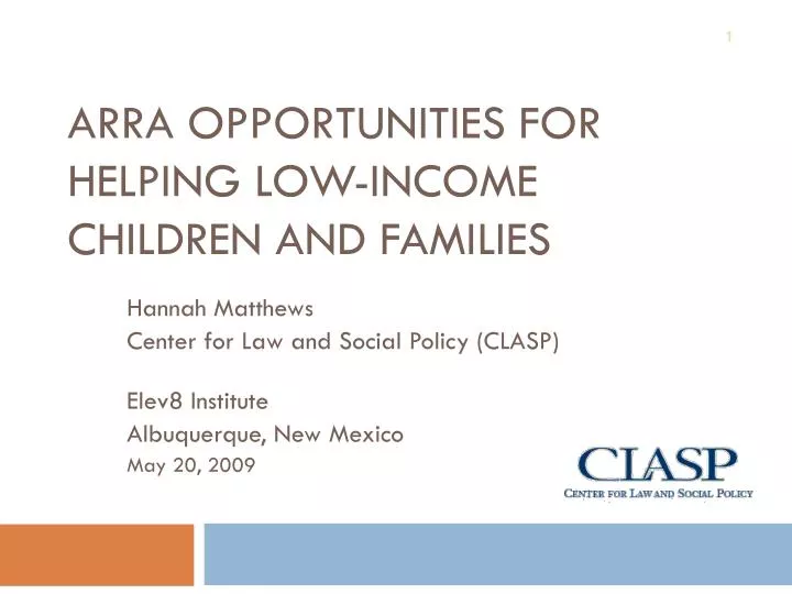 arra opportunities for helping low income children and families