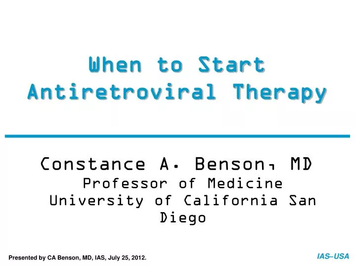 when to start antiretroviral therapy