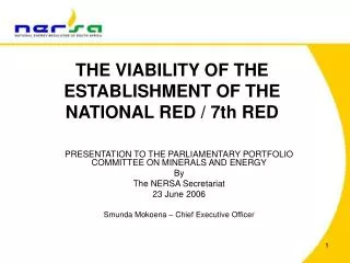 THE VIABILITY OF THE ESTABLISHMENT OF THE NATIONAL RED / 7th RED