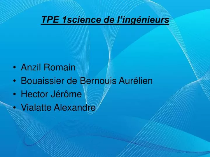 tpe 1science de l ing nieurs