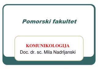 pomorski fakultet
