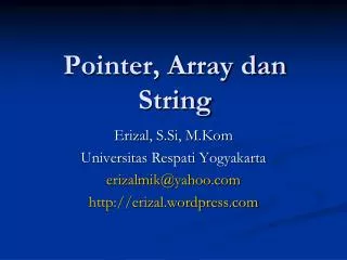 Pointer, Array dan String