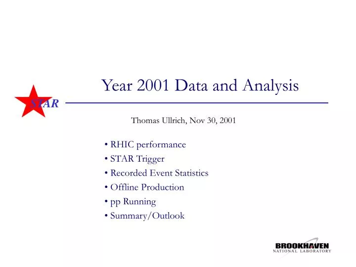 year 2001 data and analysis