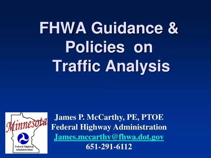 fhwa guidance policies on traffic analysis