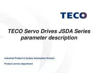 TECO Servo Drives JSDA Series parameter description
