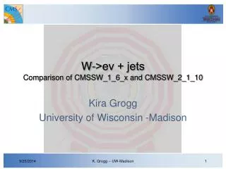 W-&gt;e? + jets Comparison of CMSSW_1_6_x and CMSSW_2_1_10