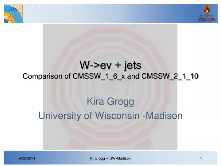w e jets comparison of cmssw 1 6 x and cmssw 2 1 10