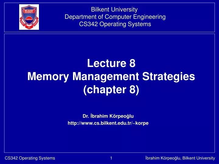 lecture 8 memory management strategies chapter 8