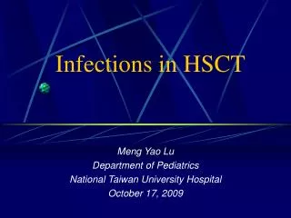 Infections in HSCT