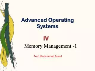 Advanced Operating Systems