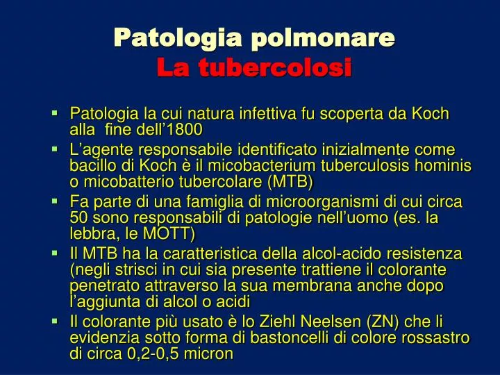 patologia polmonare la tubercolosi