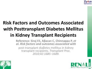 Dia ? etes Mellitus: The Foremost Complication after Renal Transplantation