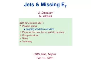 Jets &amp; Missing E T