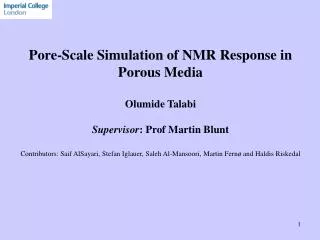 Pore-Scale Simulation of NMR Response in Porous Media Olumide Talabi