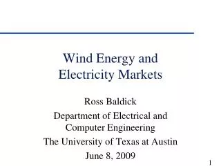 Wind Energy and Electricity Markets