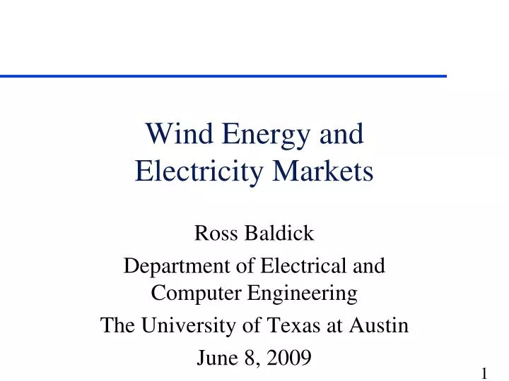 wind energy and electricity markets