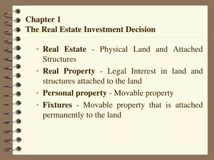chapter 1 the real estate investment decision