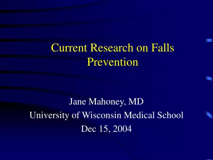 current research on falls prevention