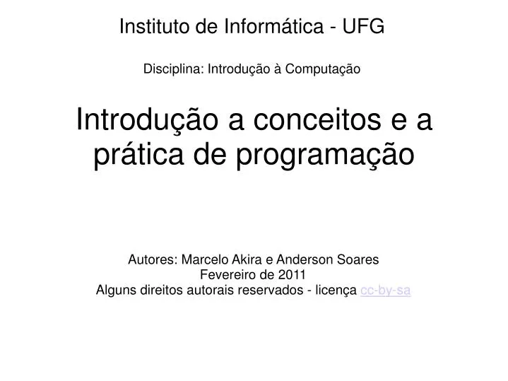 introdu o a conceitos e a pr tica de programa o