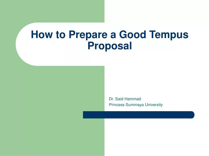 how to prepare a good tempus proposal