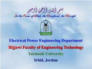 Electrical Power Engineering Department Hijjawi Faculty of Engineering Technology