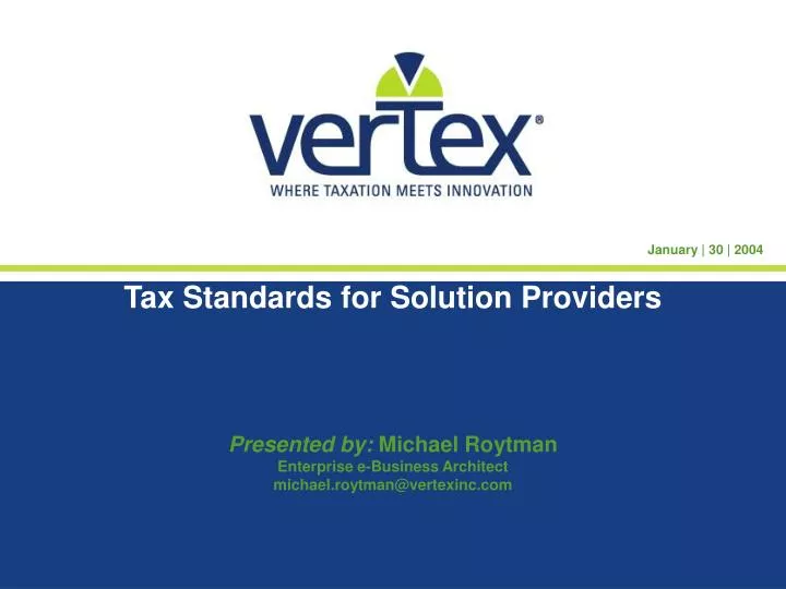 tax standards for solution providers