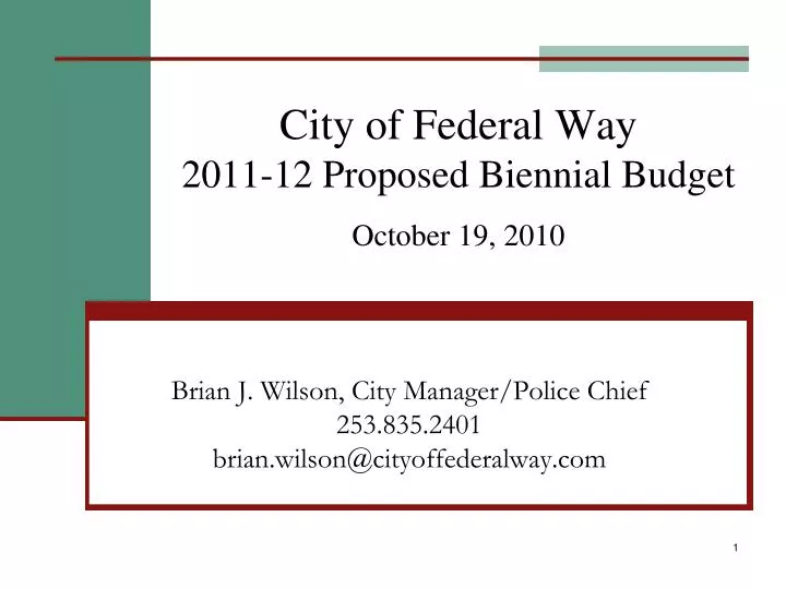 city of federal way 2011 12 proposed biennial budget october 19 2010