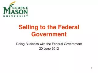 Selling to the Federal Government