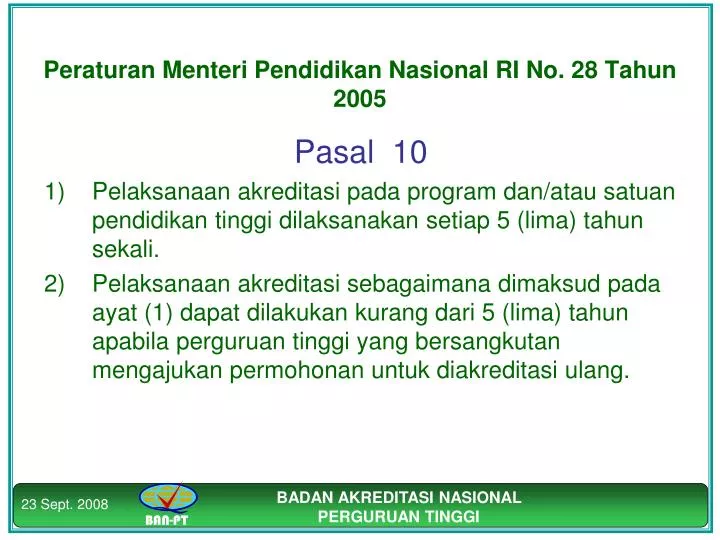 peraturan menteri pendidikan nasional ri no 28 tahun 2005